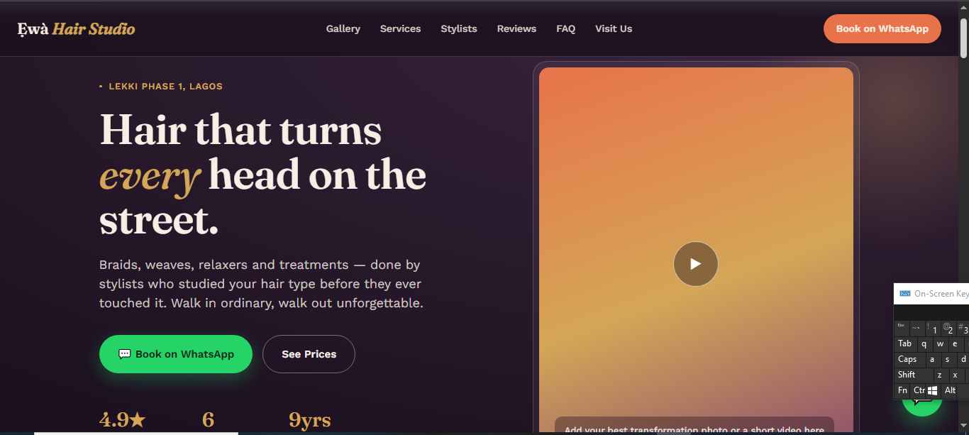 Ewa Hair Studio home Page