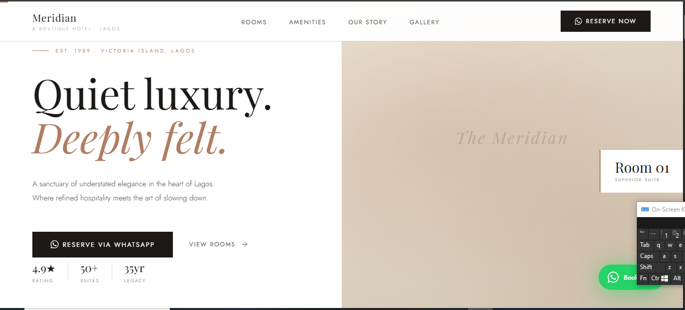 Meridian Hotel home Page