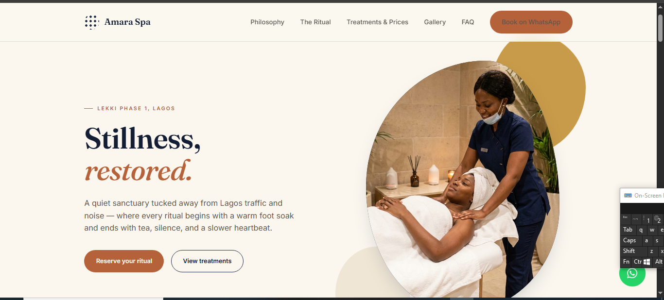 Amara Spa home Page
