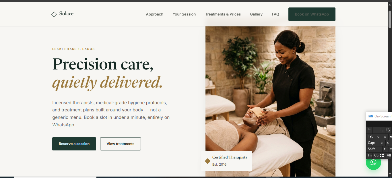 Solace Wellness Spa - home Page